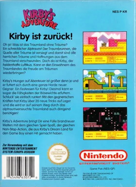 Kirby's Adventure (Europe) box cover back